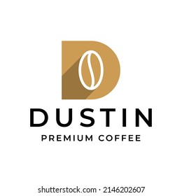 simple and modern letter D with coffee bean logo design
