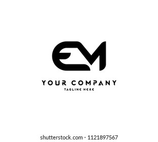 Simple Modern Letter EM Linked Logo Template