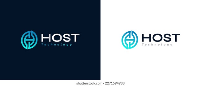 Logotipo de letra H simple y moderna en estilo degradado azul y verde. Logotipo adecuado para empresas y empresas de tecnología