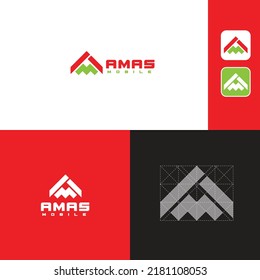 Plantilla de logotipo de carta AM simple y moderna