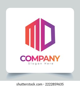 Simple Modern Letter M D Logo Template Design, Gradient Color, Unique Attractive Creative Modern Initial MD And M D Initial Based Letter Icon Logo Template.