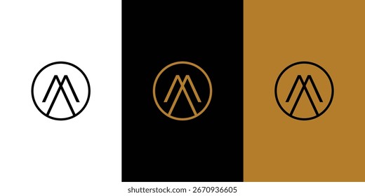 Letra simples e moderna M iniciais logotipo design	