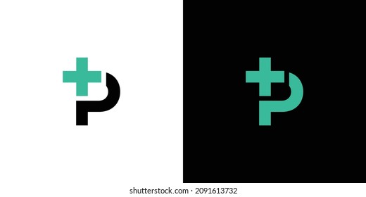 Simple and modern letter P combination health logo design.