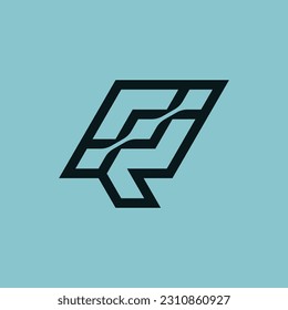 letra simple y moderna logotipo de enlace de red de líneas R