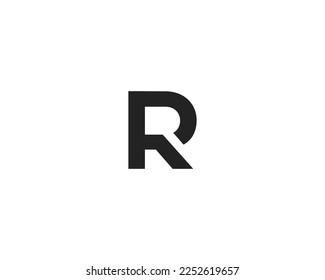Letra simple y moderna modelo de diseño del logotipo R en fondo blanco