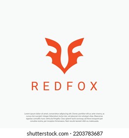 Simple Modern Letter RF For Red Fox Logo Vector 