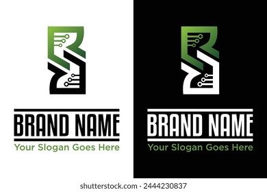 simple modern letter RR digital technology illustration vector logo design