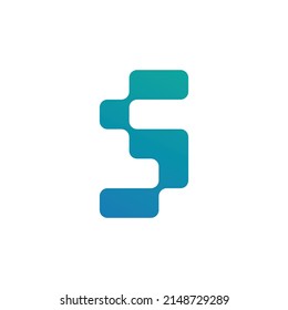 simple and modern letter S digital pixel technology logo design