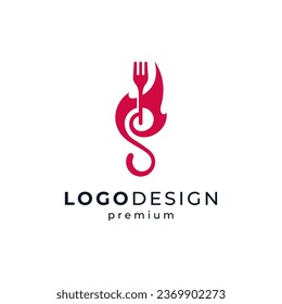simple and modern letter S with fork and fire for spicy food or restaurant logo design	