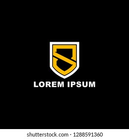 simple and modern letter s with shield or crest shape vector logo template