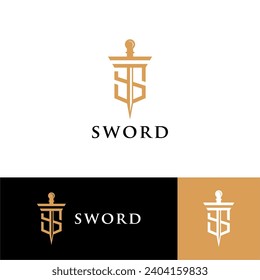 simple modern letter S sword logo	