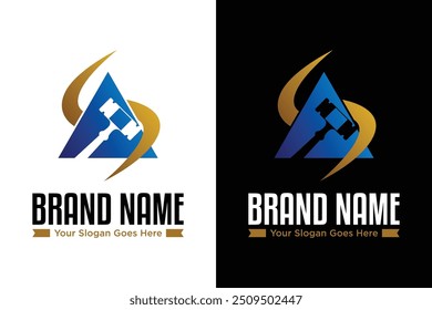 simple modern letter s triangle Gavel law hammer lawyer logo design vector illustration