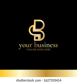 Simple Modern Letter SP Monogram Logo Template with Flat Style Logo mark and Gold Color