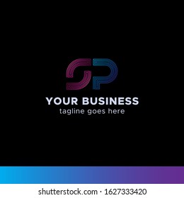 Simple Modern Letter SP Monogram Logo Template with Line Style Flat Style Logo mark and Futurity Color