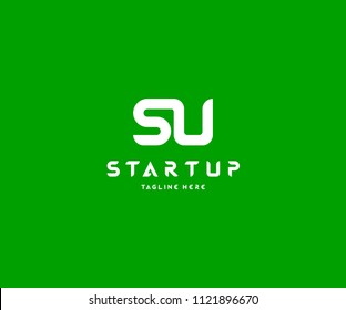 Simple Modern Letter SU Linked Logo Template