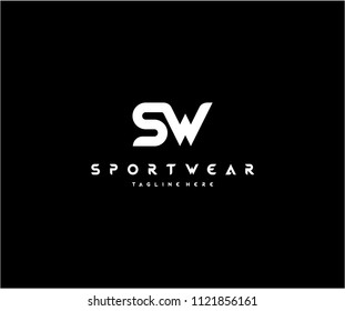Simple Modern Letter SW Linked Logo Template