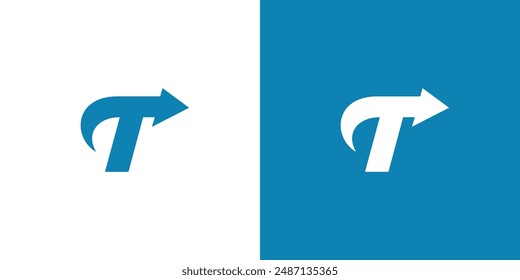 Simple and modern letter T arrow initials logo design