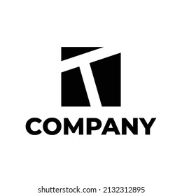 simple and modern letter T in square logo design