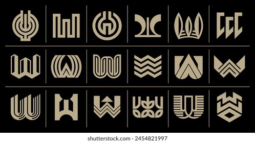 Simple modern letter W logo template set