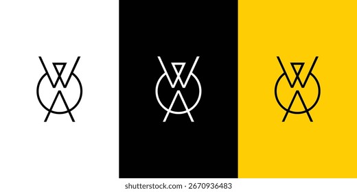 Diseño de logotipo de iniciales WA de letra simple y moderna	