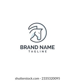 Simple and modern line art based horse logo design.