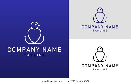 simple modern line art bird logo vector outline monoline art icon.