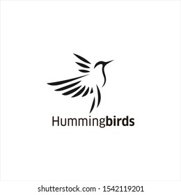 Simple modern line art black Colibri for Hummingbirds, logo design and vector stock	