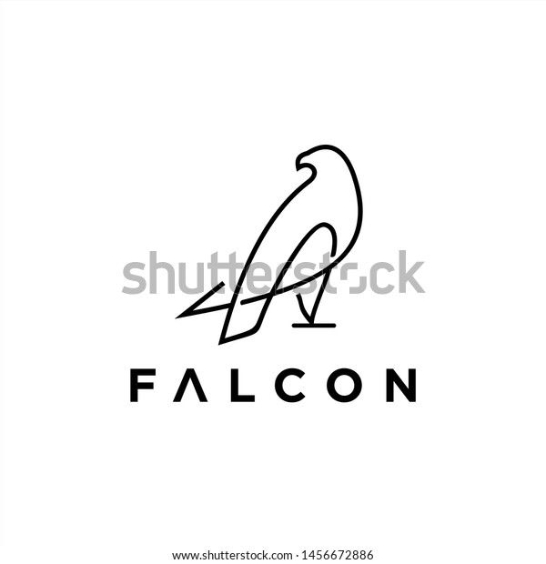 Simple Modern Line Art Black Falcon Royalty Free Stock Image