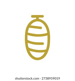 A simple and modern line art icon of a gold hand grenade. This minimalist vector graphic features a clean design isolated on a white background.