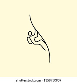 simple modern line art, outline Rock climbing logo design vector template illustration. rock climber, adventure symbol icon