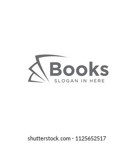 Simple modern line art paper book logo