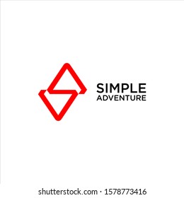 simple modern line art text with S letter in red color. monogram logo vector template