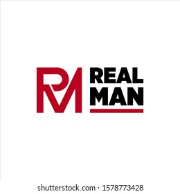 simple modern line art text with R and M letter. monogram logo vector template
