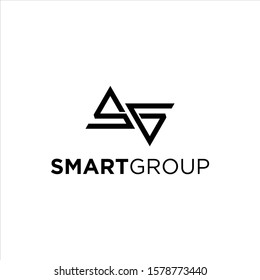 simple modern line art text with S and G letter. monogram logo vector template