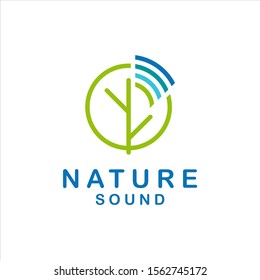 simple modern line art vector for natural music industry and technology logo design template