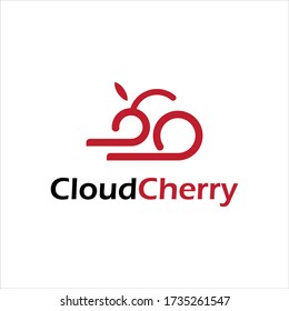 simple modern line cherry cloud logo, software and system icon design template idea