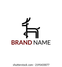 simple modern line deer or antler logo design, suitable for hunter logo, deer farm, and etc