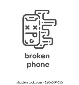 Simple modern line icon.Broken phone sign. Vector illustration. Broken Appliances symbol.