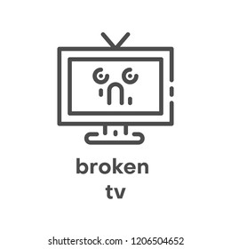 Simple modern line icon.Broken tv sign. Vector illustration. Broken Appliances symbol.