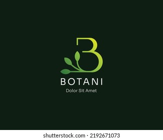 Simple modern line letter b botanical logo gradient
