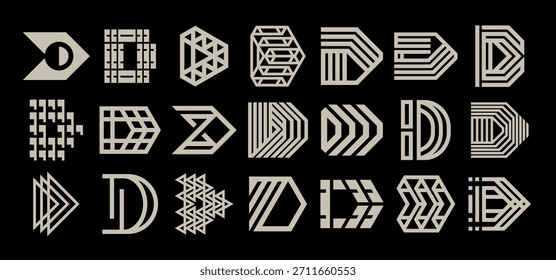 Conjunto de logotipo de letra D de línea moderna simple