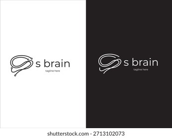 Elementos de Plantilla de diseño de logotipo de línea S Brain simples y modernos
