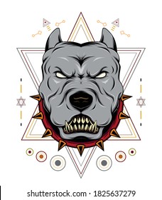 SIMPLE AND MODERN LOGO ANGRY PITBULL HEAD VECTOR TEMPLATE.