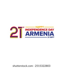 Simple modern logo for Armenia Independence day 21st of September, Armenia National Day, 21th Sep 2024, Armenia national flag country vector icon logo illustration layout designs.