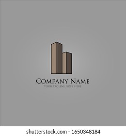 the simple modern logo of brown building with grey background