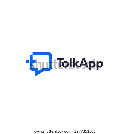 Simple and modern logo combination of letter T and speech bubble. It is suitable for conversation or communication applications.