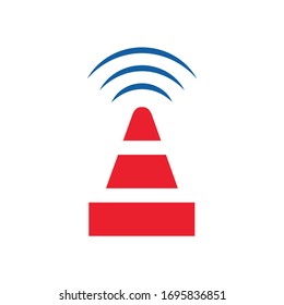 Logotipo moderno simple cono wifi azul rojo