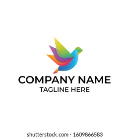 Simple and modern logo design for abstract and colorful bird