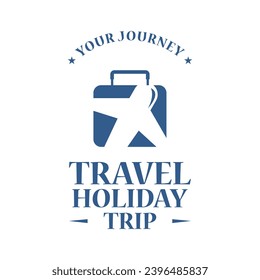 simple modern logo design, airplane, suitcase, holiday trip, travel transportation