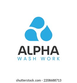 Einfache moderne Design-Alpha-Wash-Vektorvorlage für den Waschdienst. Abstrakte Wasserform für das Wasserdruckgeschäft